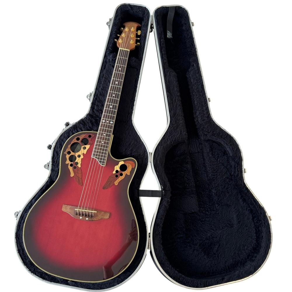 Ovation Celebrity CS 257 Acoustic Electric Guitar Ruby Red Burst with Hard Case